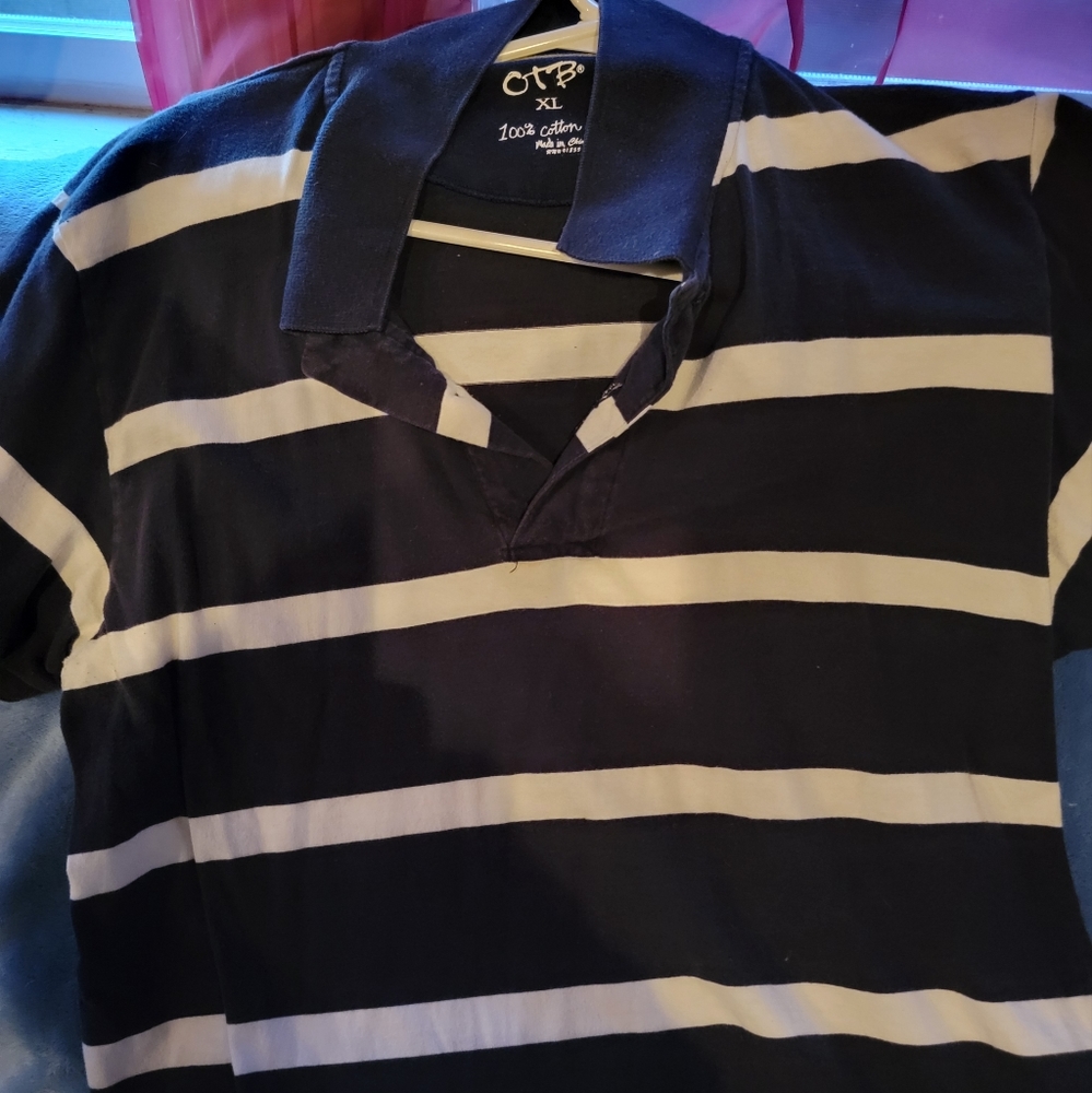 OTB polo xl blue and white striped